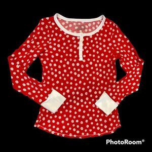 𝅺JASMINE & GINGER Holiday Tee Sz Med Red with White Dots